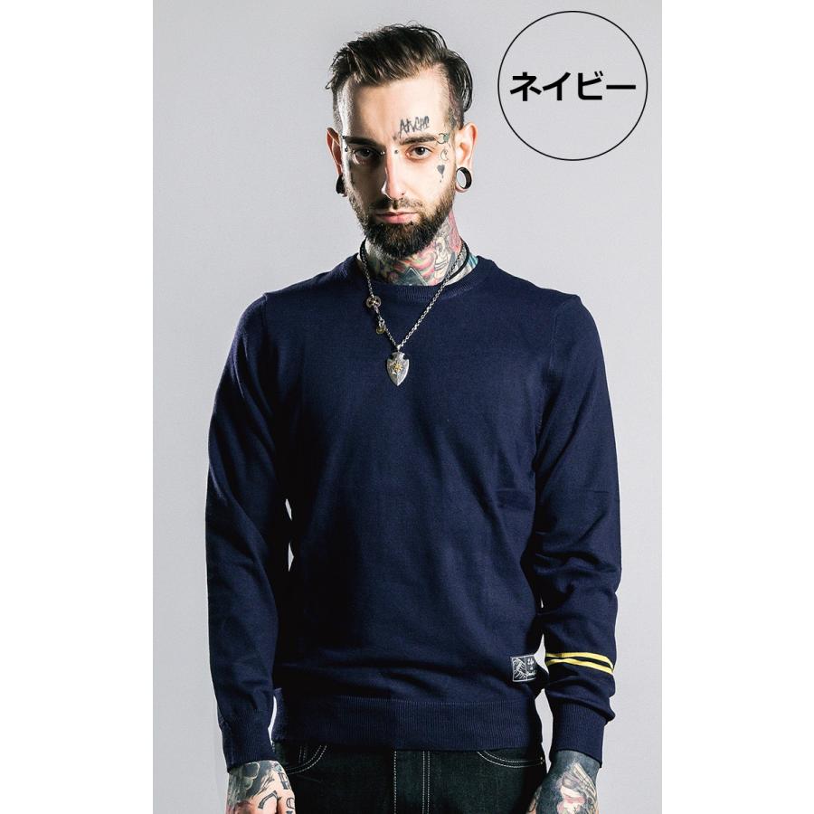 ニット メンズ セーター 長袖 ボーダーライン クルーネックニット プルオーバー ワンポイント Byd1w16 Chao チャオ 通販 Yahoo ショッピング