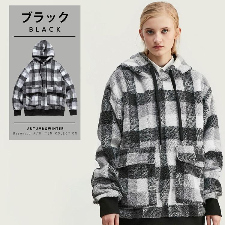 カップル ペア ボア パーカー ブルゾン メンズ レディース ボアパーカー チェック ペアルック お揃い リンクコーデ ストリート 服 ボアジャケット Byd9660w Chao チャオ 通販 Yahoo ショッピング