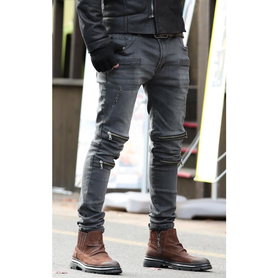 バイカーデニム メンズ スキニー デニム ジーンズ スキニーパンツ 膝ファスナー K665 Chao チャオ 通販 Yahoo ショッピング