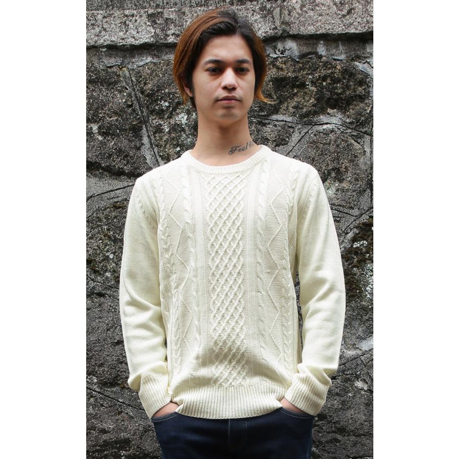ニット セーター メンズ ケーブルニット クルーネック フィッシャー ざっくり 厚手 メンズニット 冬 Mixknt01 Chao チャオ 通販 Yahoo ショッピング