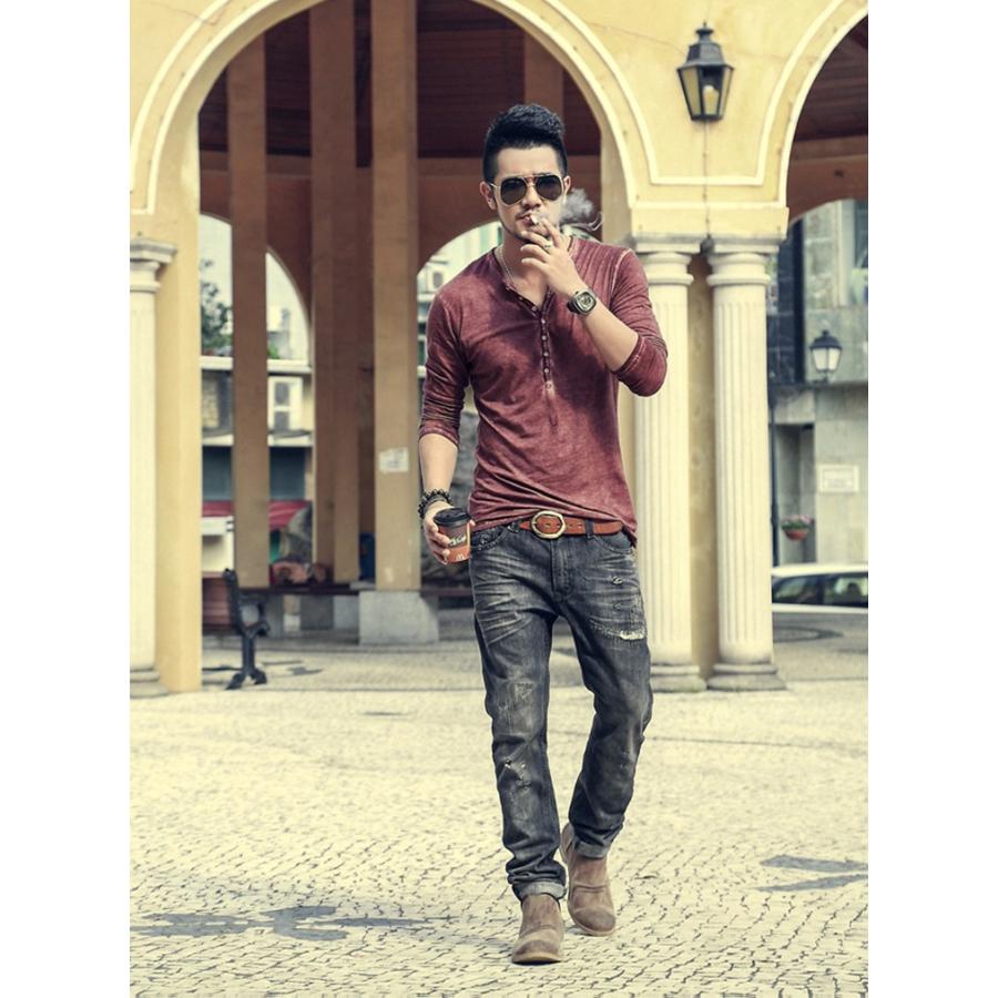 長袖tシャツ メンズ Tシャツ 厚手 無地 スポーツ タイト ロンt ヘンリーネック Tシャツ メンズ ロングtシャツ Vネック Mixt1063 Chao チャオ 通販 Yahoo ショッピング