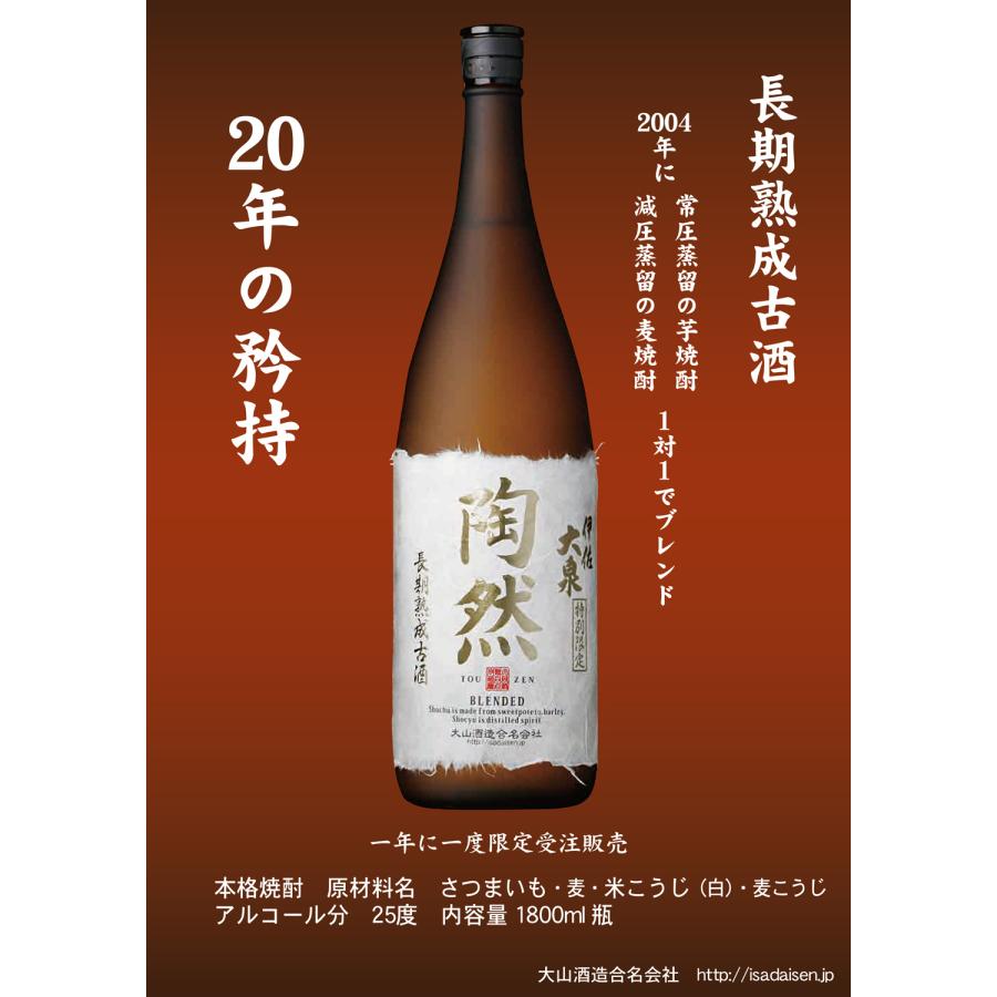 大山酒造 長期熟成古酒 伊佐大泉 陶然 BLENDED 25度 1800ml いさだい