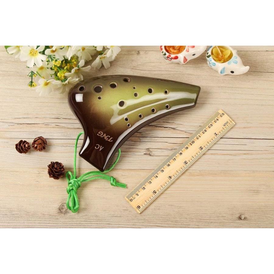 TNG オカリナ 楽器 ダブル/アルト/グリーン 高級 C調 AC 複数管 (運指