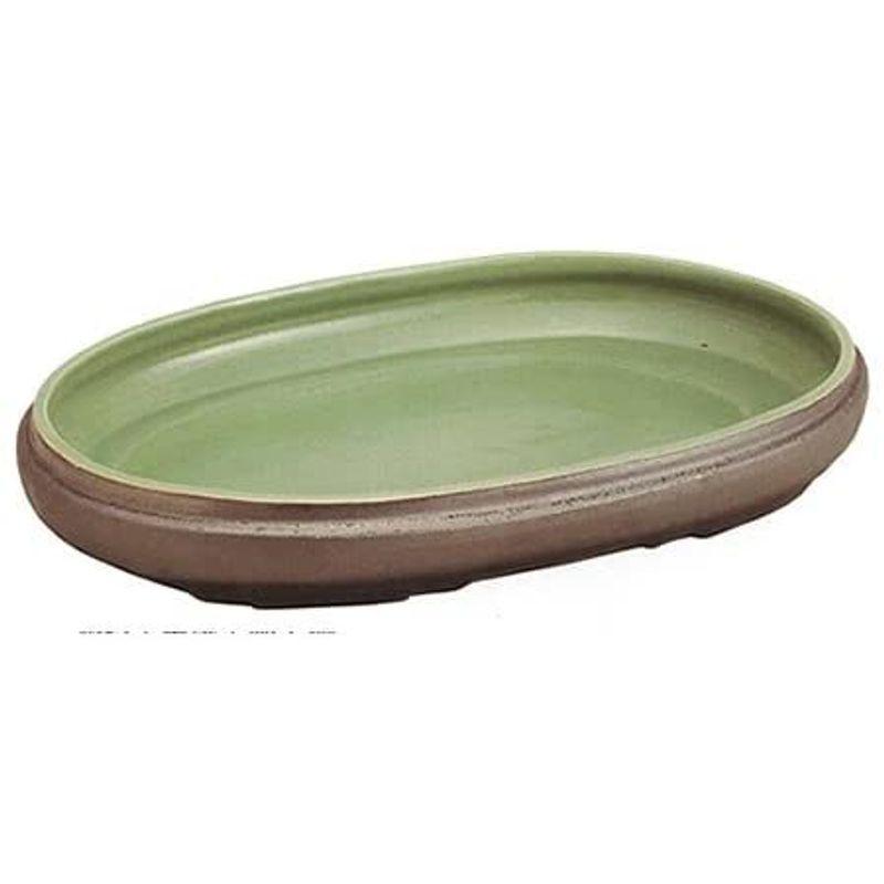 信楽焼陶器 花器 銀彩中青磁小判水盤 15号 横幅45.0cm 7070-04 0cm 花器 銀彩中青磁小判水盤 15号 横幅45 　