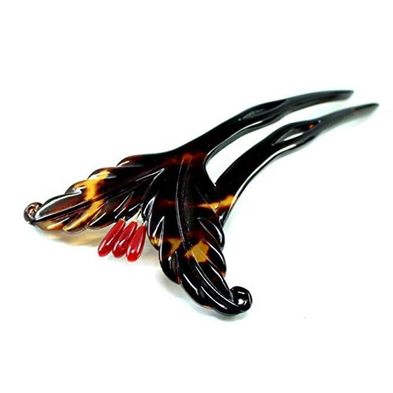 純正値下 血赤珊瑚付 べっ甲 かんざし 二本挿し リーフ型 桐箱入り フォーマルな髪型 黒留袖 和装用 髪飾り モールセンター Freshnuts Gr