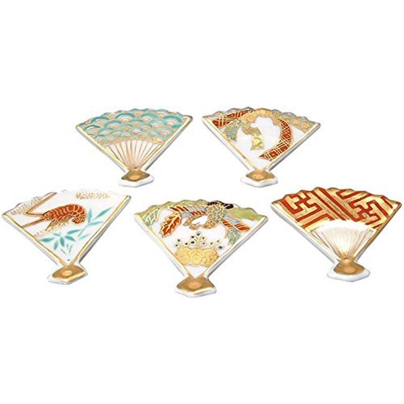 京焼 清水焼 箸置き マルチ 5×4.5cm 芳山窯 末広 HFY012 セット (木箱