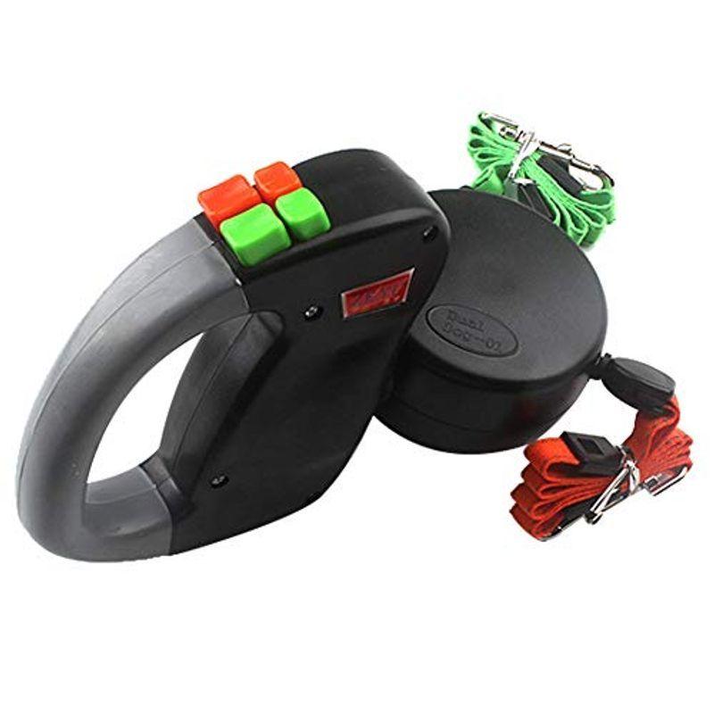 犬リード 長さ3m 二頭引き 散歩用品 しつけ用品 持ちやすい 二匹用対応 多頭飼い 小型犬 中型犬 大型犬 自動巻き 引き込み式 (ブラッ