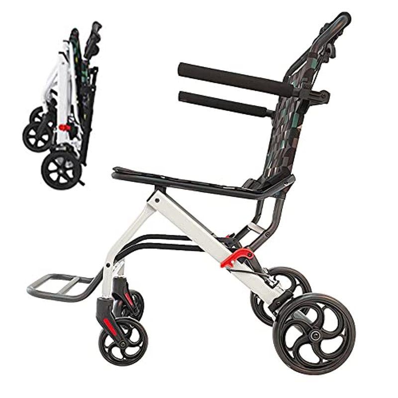 YLOVABLE 簡易車椅子 超軽量折り畳み車椅子 新型介助ブレーキ付き 軽量