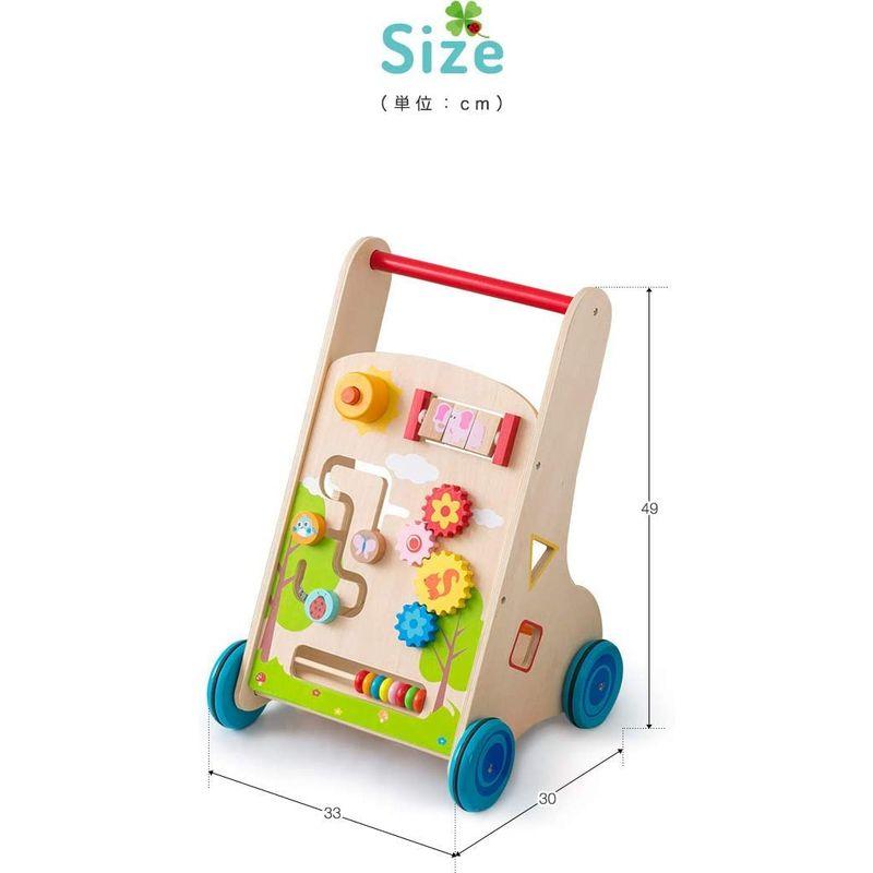 正規品/新 RiZKiZ 木製 知育遊び付 手押し車 ベビーウォーカー アクティビティウォーカー 6種類の仕掛け 知育玩具 おもちゃ