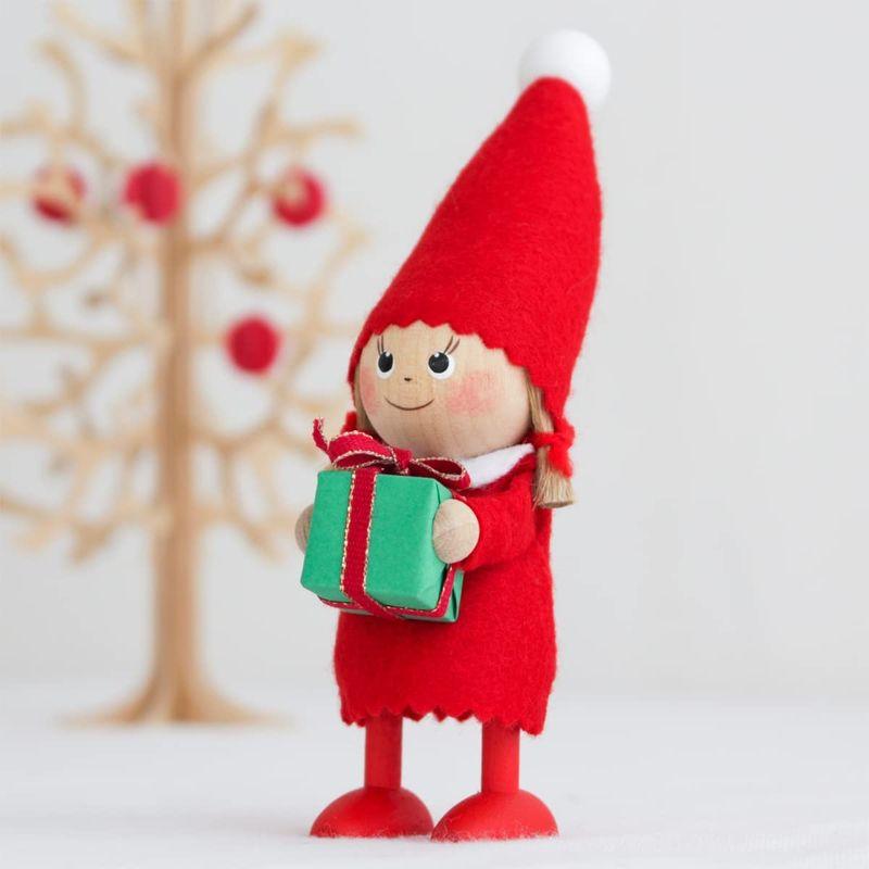 NORDIKA nisse ノルディカ ニッセ クリスマス 木製人形 プレゼントを持った女の子 グリーン｜higurashi-kobo｜06