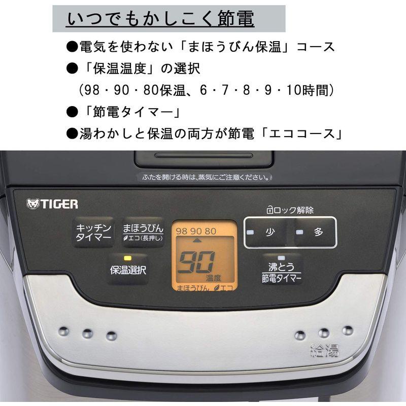 タイガー魔法瓶(TIGER) 電気ポット蒸気レス 節電VE保温 給湯量表示機能つき とく子さん 3L ブラック PIG-J300K｜higurashi-kobo｜05