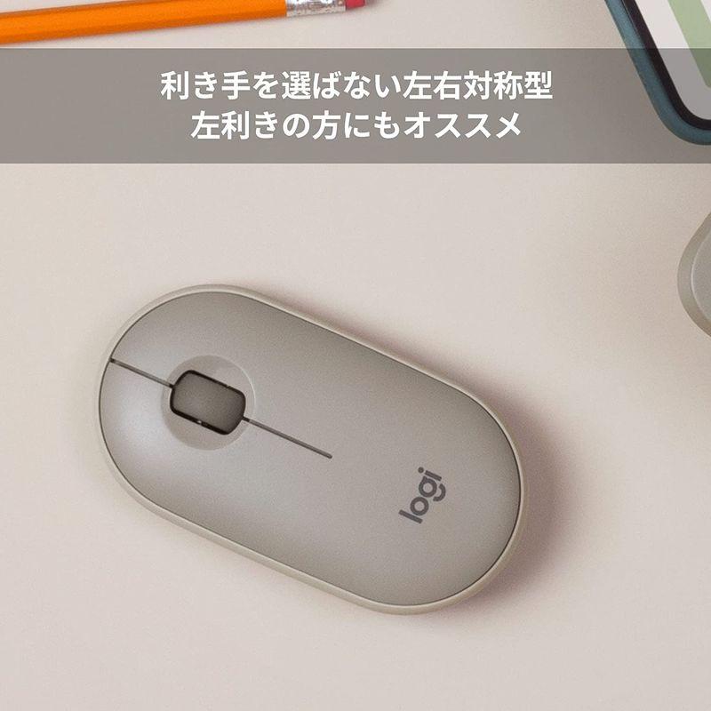 ロジクール ワイヤレスマウス 無線 マウス Pebble M350GY 薄型 静音 グレージュ USB Bluetooth ワイヤレス 左右｜higurashi-kobo｜05
