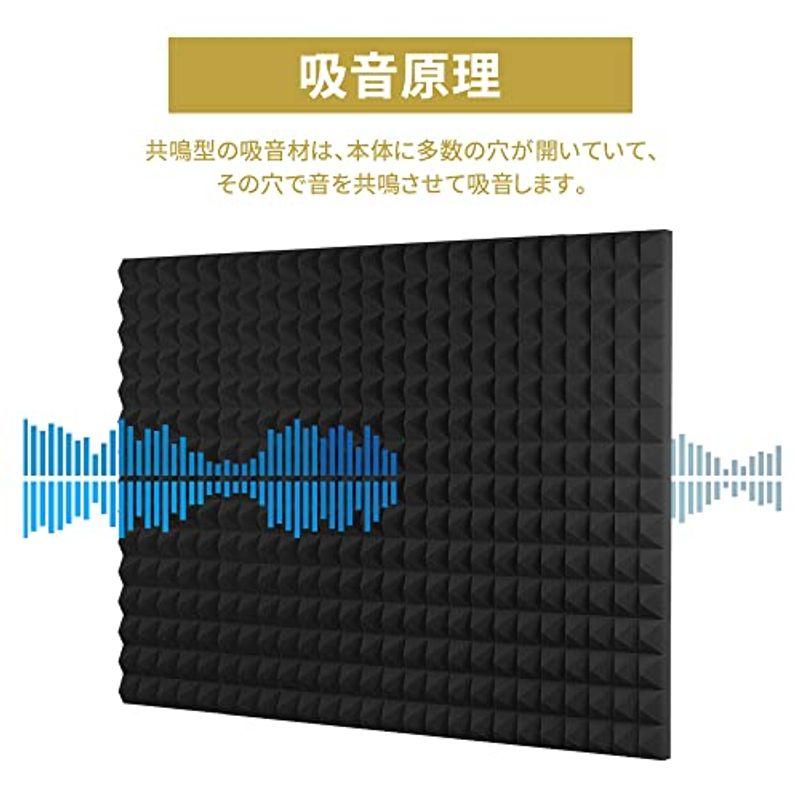LINECY 防音シート 壁 吸音材 防音材 25×25×5cm 両面テープ付属 消音 騒音 防音 吸音対策 室内装飾 楽器 ウレタンフォー - 2