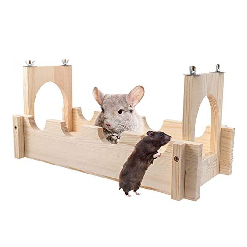fuu 小動物用 組み立てつり橋 木製 ステージ ステップ ハウス 