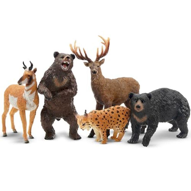 TOYMANY 12PCS北アメリカ 森の動物フィギュア 野生動物フィギュアセット リアルな動物模型おもちゃ 動物園主題 玩具 オオカミ ト｜higurashi-kobo｜10