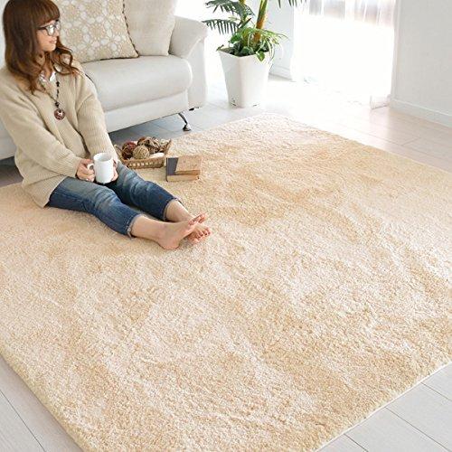 なかね家具 ムートン調ラグ ふわふわタッチ ホットカーペット対応 日本製 ベージュ 200×200 123mua