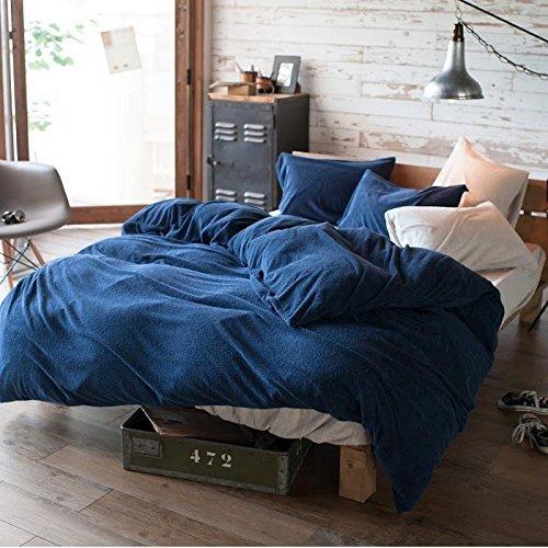 Fab the Home 掛け布団カバー ネイビー シングル(150x210cm) エアリーパイル FH121940-310