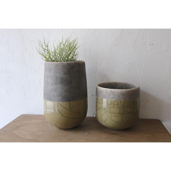 ☆10%off☆DOMANI ドマーニ 花器 スワンプ×grey 直径16,高さ16cm