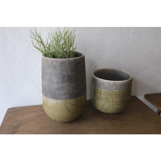 DOMANI ドマーニ 花器 スワンプ×grey 直径15,高さ24cm ミンスクベース 