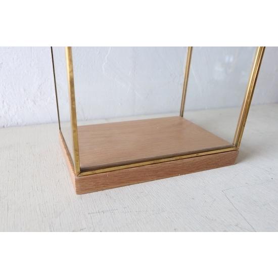 真鍮ガラスケース+オーク材台座【L】 ディスプレイケース アクセサリー