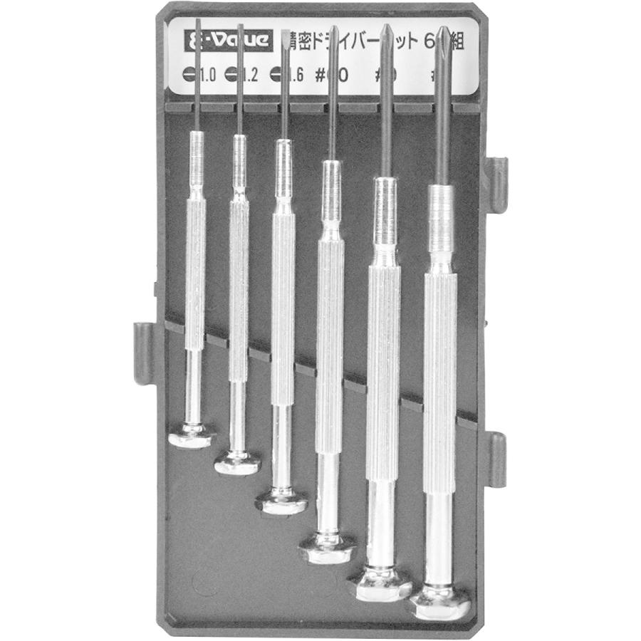 E-Value 精密ドライバーセット 6本組 -1・-1.2・-1.6・+00・+1mm ED-20