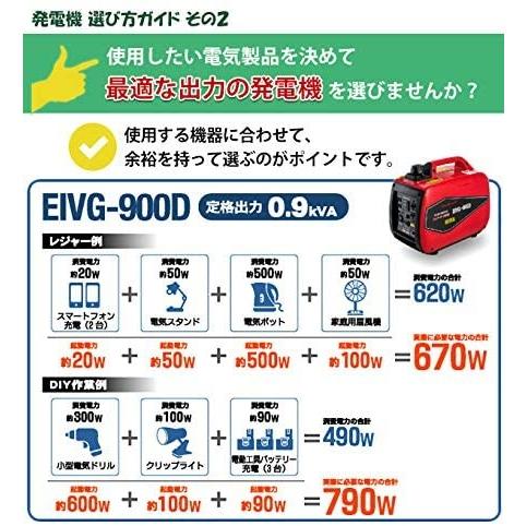 ナカトミ(NAKATOMI) インバーター発電機 コンパクト 定格出力 1.6ｋVA 屋外販売 軽量 防災 アウトドア EIVG-1600D｜hihshop｜02