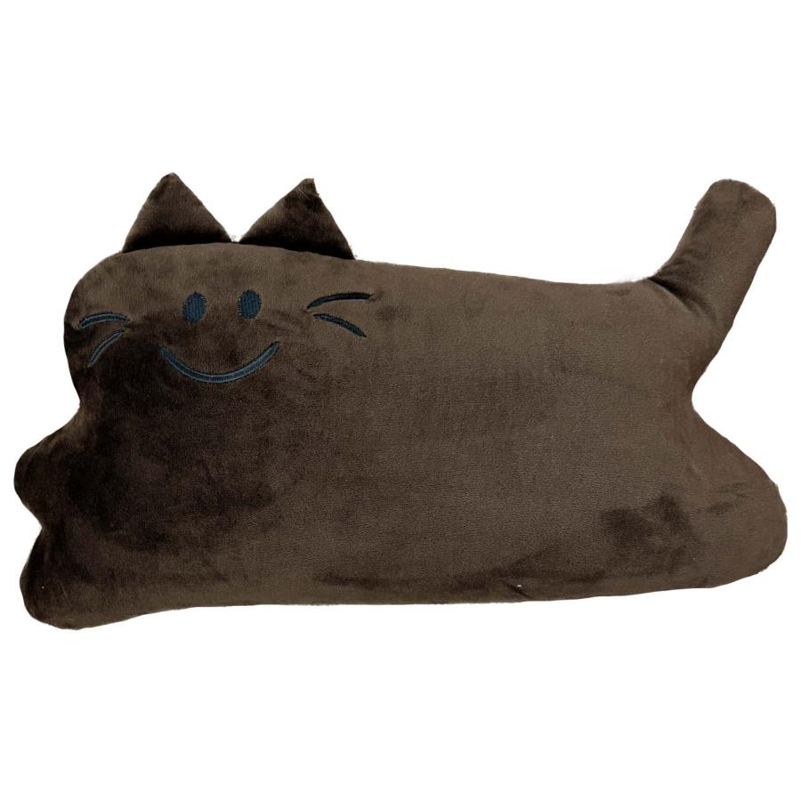 ネコ型クッション ネコビーズ 50×30 BR / クッション ぬいぐるみ