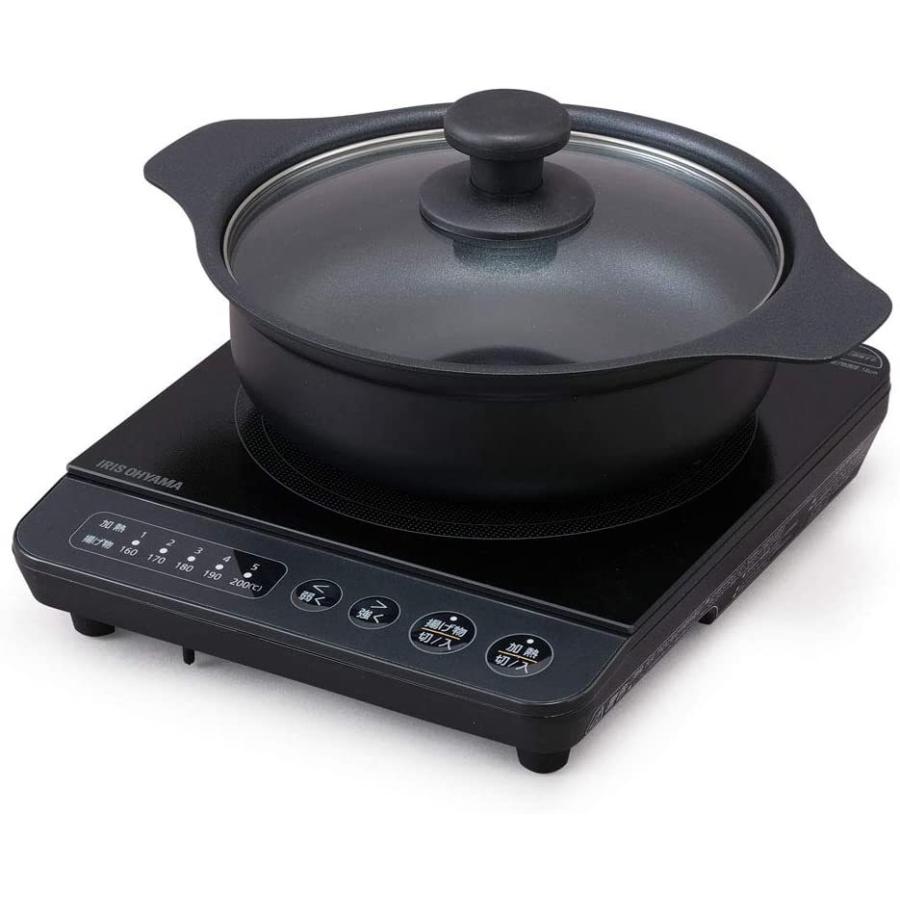 アイリスオーヤマ IHクッキングヒーター 卓上 1000W 鍋セット 2020年モデル ブラック IHKP-T3820-B