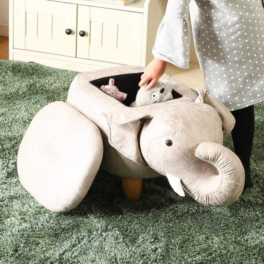 不二貿易（Fuji Boeki） アニマルスツール 収納スツール ゾウ 高さ36cm