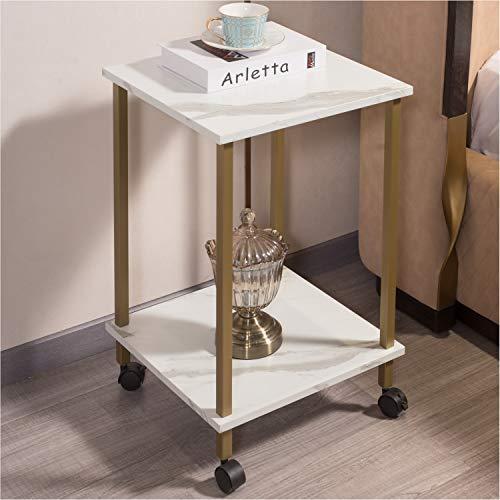 お買い得 Moncot サイドテーブル 2段テーブル キャスター付き 寝室用の収納棚 可移動 おしゃれ ナイトテーブル 2層 ナイト サイド テーブル Hqpt Com