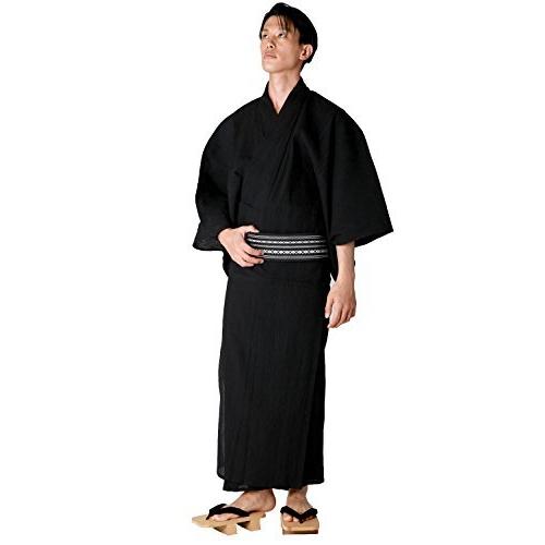 激安特価 男着物の加藤商店 浴衣 メンズ 楊柳 ようりゅう 無地 メンズ浴衣 単品 L 黒 信頼 Atempletonphoto Com