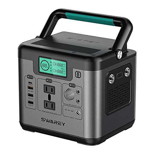 SWAREY　ポータブル電源　大容量　50Hz　USB　ソーラー発電機　60Hz対応　蓄電池　144Ah　518Wh　瞬間最大1000W　純正弦波　QC3.0　Typ　AC500W