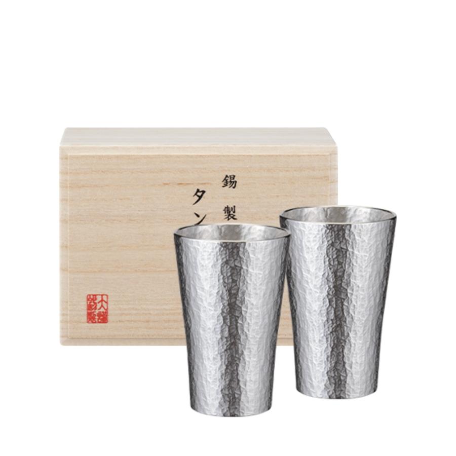 錫製タンブラー225ml六花(中)ペア タンブラー 錫製ペア 2客セット 製品 飲み物 和食器セット 耐久性 軽量 日本製 水筒 コップ カフェ ヒップフラスク 保温保冷の画像
