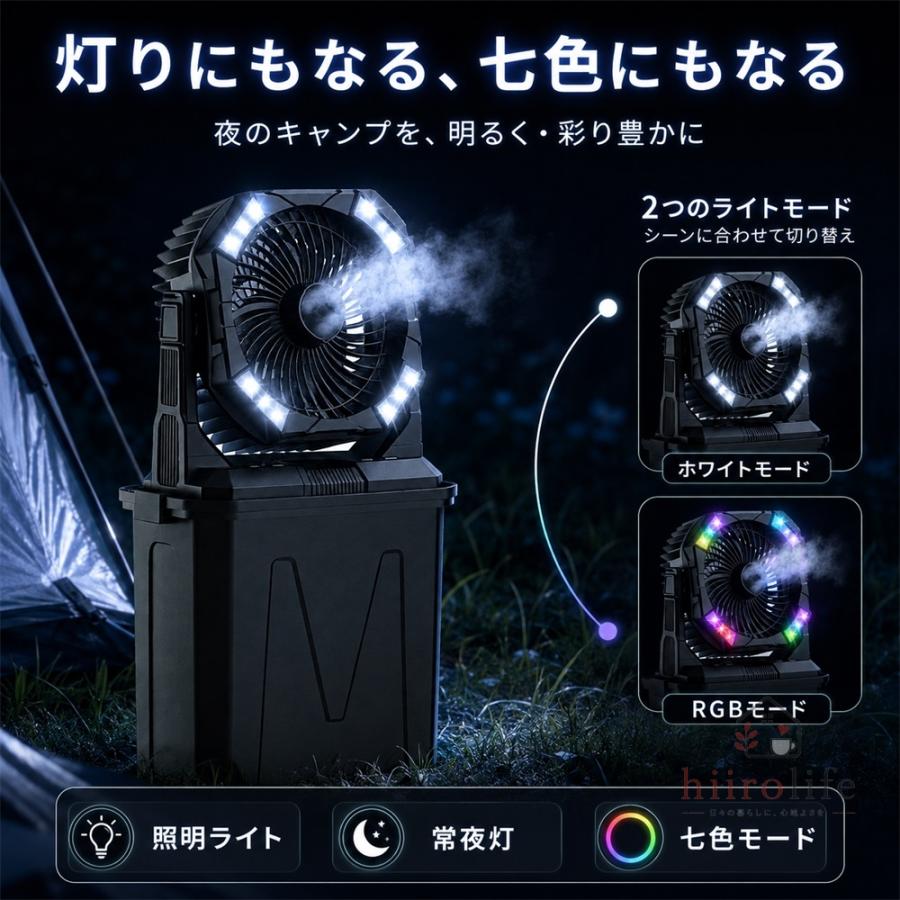 ミストファン 【ミスト○照明○20000mAh】屋外 アウトドア 扇風機