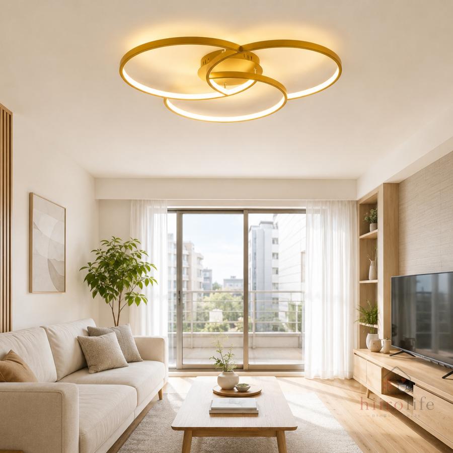 LEDシーリングライト 5連リング モダンデザイン　北欧シャンデリア 8-16畳 シーリングライト LED おしゃれ 北欧 高級感 リビング照明 照明器具