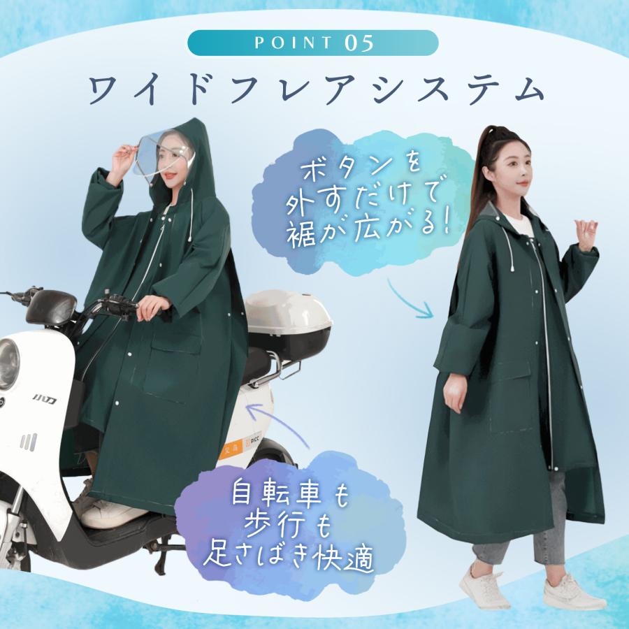 レインコート 自転車 リュック 二重ツバ ロング かっぱ 雨具 ポンチョ