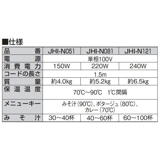 タイガー　マイコンスープジャー　乾式保温方式　品番：JHI-N081　代引不可　8L