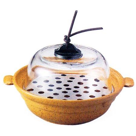 トナミ　ガラス蓋　蒸し鍋（黄瀬戸）板目皿付　アルミ製　品番：31018　代引不可商品です。｜hikari-chyubo