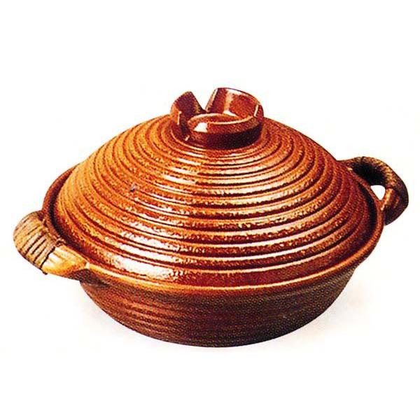 トナミ　アルミ製　電磁用（IH対応）手造り鍋（赤アメ釉）アケビ巻18cm　品番：35159　代引不可商品です。