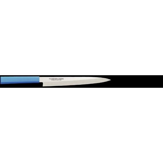 マスターコック　抗菌カラー包丁　柳刃240mm　グリーン　品番：MCYK240G　注：画像はブルーを使用しています。本刃付け　モリブデンバナジウム鋼