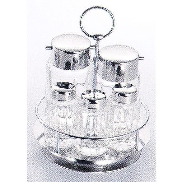 アンティーク市松模様　乳白色　工芸硝子器 五客セット　氷器 大塚硝子 五本立カスターセット φ147×H200mm ＃80 品番：8-1931