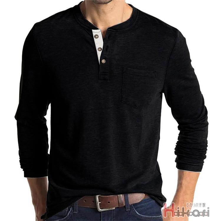 Tシャツ メンズ ロングtシャツ ロンt トップス 長袖 ヘンリー Tシャツ メンズ ロングtシャツ ロンt トップス 長袖 ヘンリー