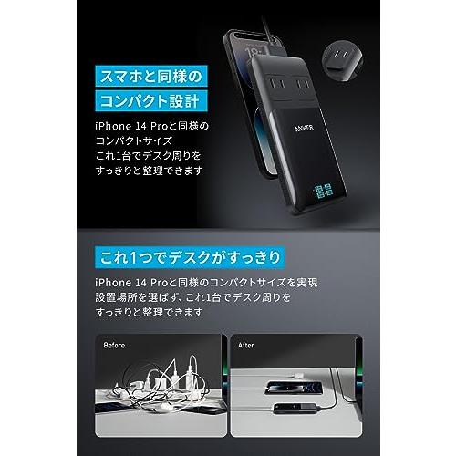 Anker Prime Charging Station (6-in-1, 140W) 【独自技術Anker GaNPrime採用/コンセント差込口 2口 / USB-C 2ポート / USB-A 2ポート / PSE技術基準適合】iPhone Galaxy Android スマートフォン MacBook ノートPC 各種 その他機器対応（ブラック） Anker Prime Charging Station (6-in-1, 140W) 【独自技術Anker