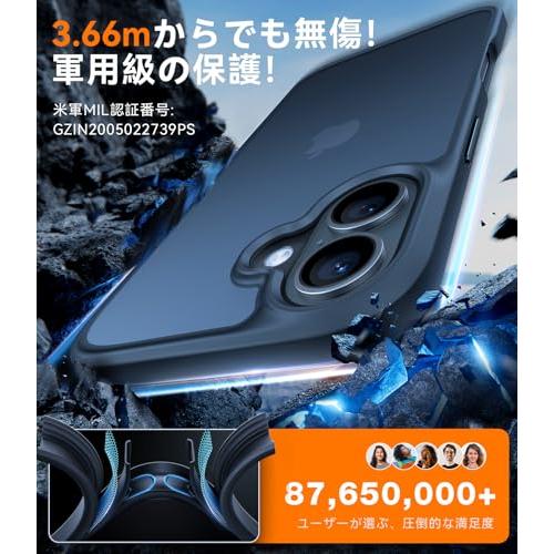 TORRAS iPhone 16 Plus 用 ケース【米軍耐衝撃・2024新型】耐衝撃 半
