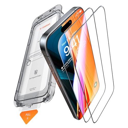 TORRAS iPhone 16 Pro 専用 ガラスフィルム 全面保護 「米軍規格・隅々まで全面保護」指紋防止 強化極細黒縁 9H越え 新型枠付き | 