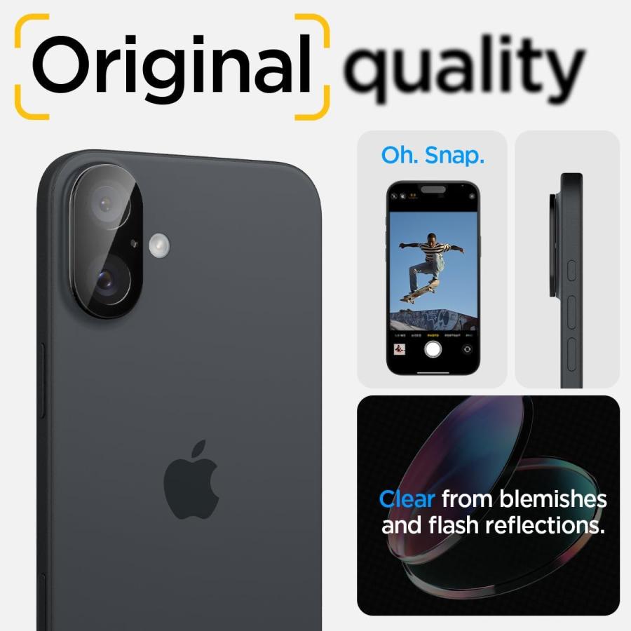 Spigen iPhone 16 / iPhone 16 Plus カメラ保護フィルム 9H硬度強化ガラス iPhone16/16Plus対応 ブラッ |  | 04