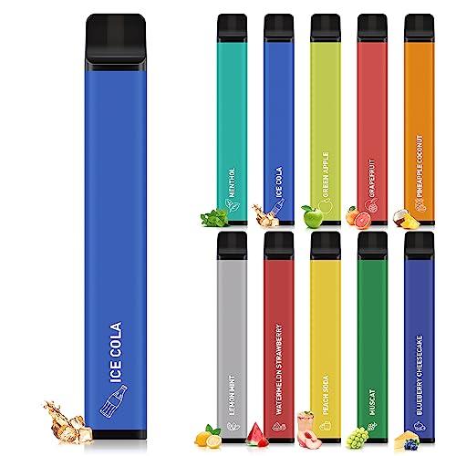 電子タバコ 使い捨て 1500回吸引可能 アイスコーラ 爆煙 大容量 持ち運び シーシャ 水蒸気タバコ VAPE 節煙 禁煙サポート ニコチンなし タ | 