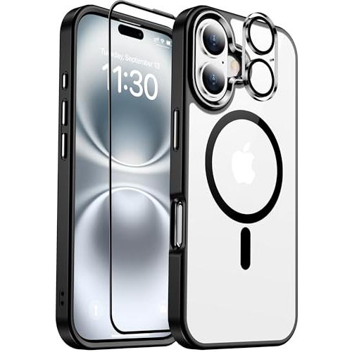 iPhone 16 ケース 磁気充電可 滑り止め 指紋防止 米軍MIL規格 ワイヤレス充電器対応可能 耐衝撃 磁力強化 アイフォン16 ケース アイホ | 