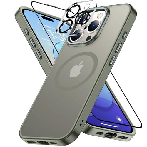 iPhone 16 Proケース MagSafe向け 半透明 アイフォン16 プロケース レンズ?ガラス保護付き マットケース マグセーフ対応 耐衝撃 | 