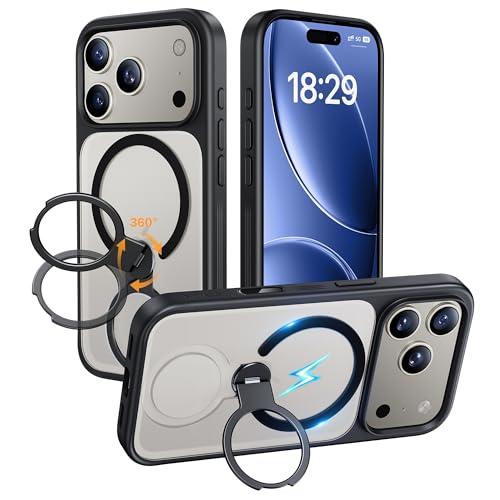 NIMASO iPhone 17 Pro ケース【米軍MIL規格 MagSafeアクセサリー対応 360°回転スタンド カメラコントロールカバー 横縦 | 